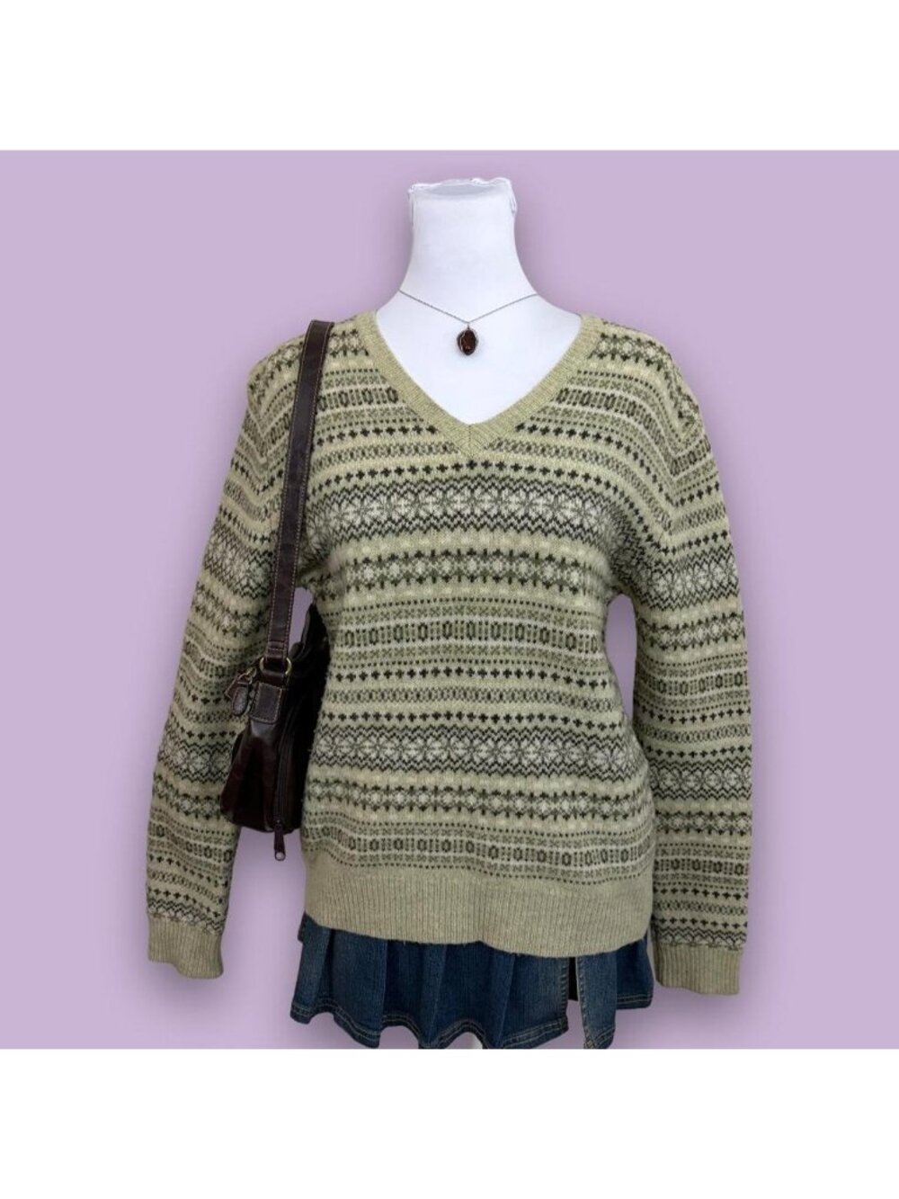 90s striped granola girl fair isle wool sweater